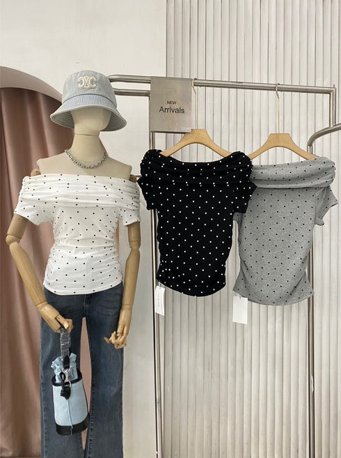 Polka Dot Off-Shoulder Tops